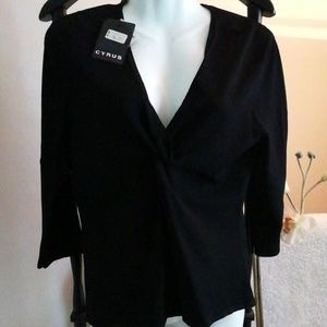 Cyrus knits black Lycra top NWT